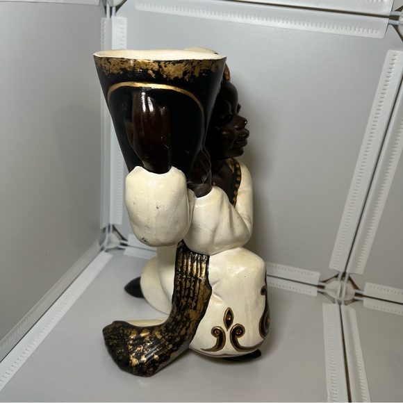 Vintage 10" Arab Prince Blackamoor Aladdin Ceramic Figural Figurine Planter Vase - Picture 3 of 8